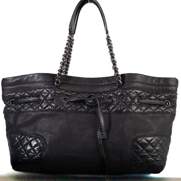 Authentic Chanel Matelasse Haraco Black Chain Shoulder Tote Bag - Picture 1 of 10
